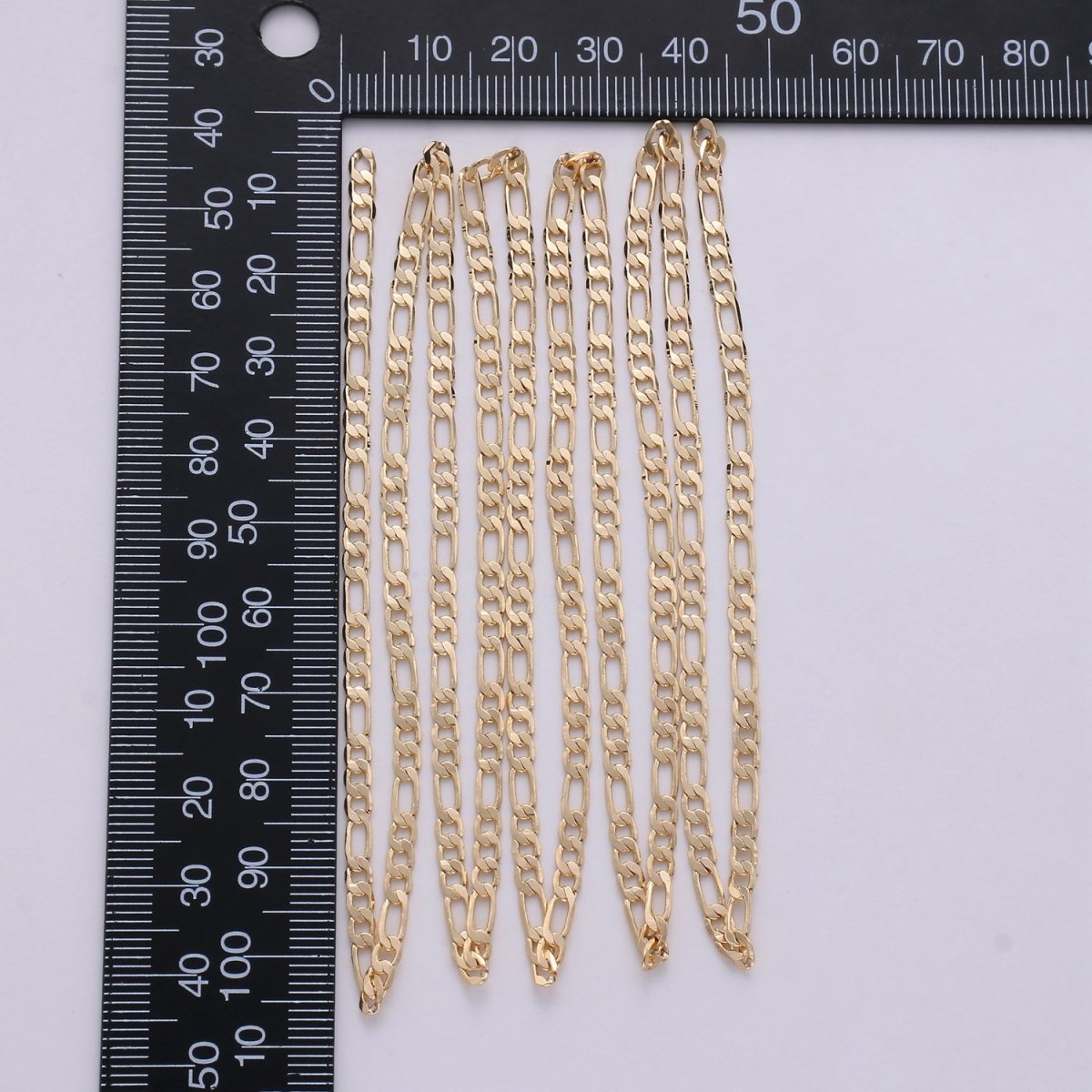 3mm 16K Gold Filled Figaro Chain, Flat Curb Chain Jewelry Sold By The Yard For Necklace Bracelet Anklet Supply | ROLL-274 Clearance Pricing - DLUXCA