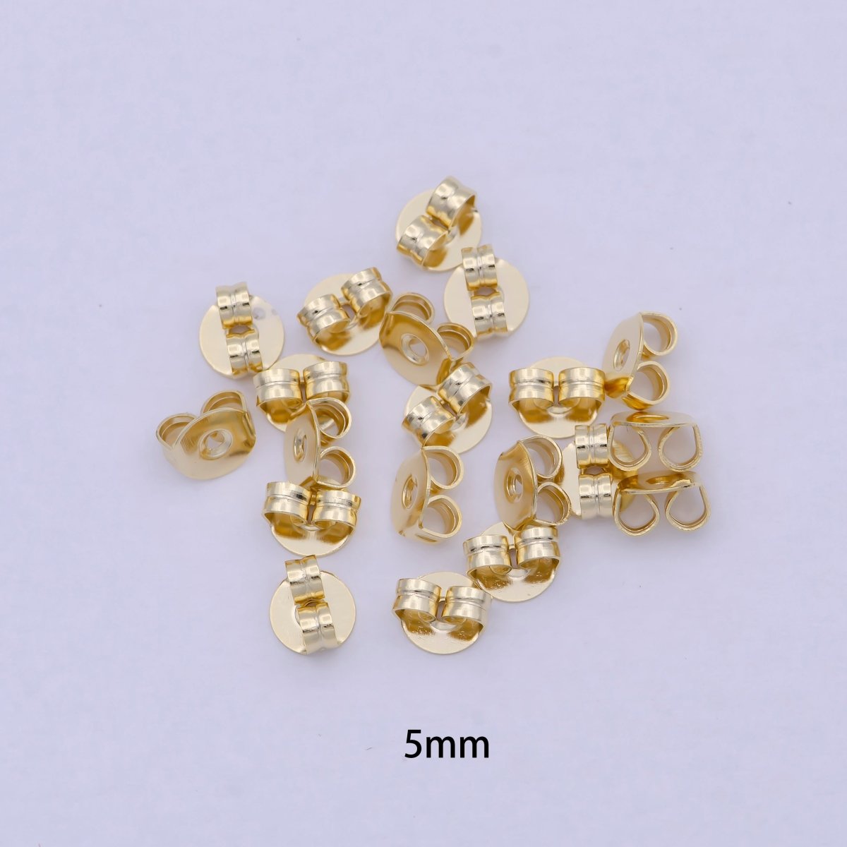 3mm, 5mm, 6mm Gold Metal Earring Backings Supply | K-737 K-595 K-576 - DLUXCA