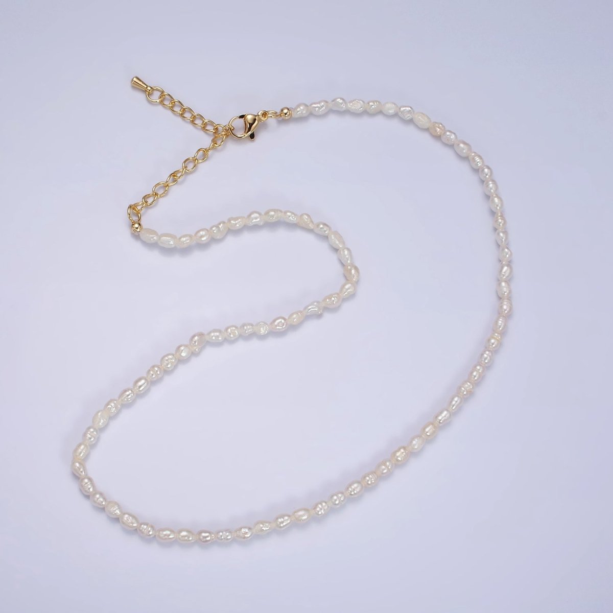 3mm Natural White Baroque Freshwater Pearl 14.5 Inch Choker Necklace | WA-1990 Clearance Pricing - DLUXCA