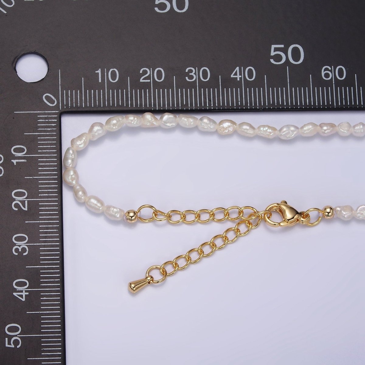 3mm Natural White Baroque Freshwater Pearl 14.5 Inch Choker Necklace | WA-1990 Clearance Pricing - DLUXCA