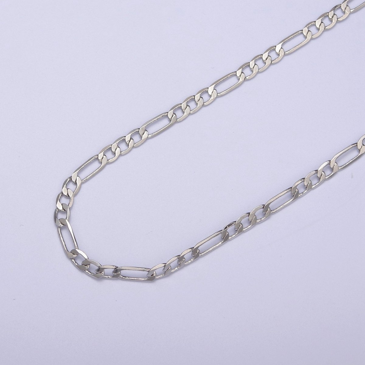 3mm Silver Figaro Chain by Yard for Jewelry Making Supply | ROLL-763 Clearance Pricing - DLUXCA