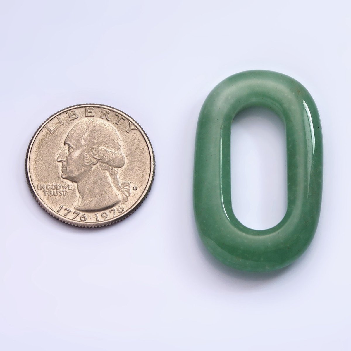 40mm Aventurine Natural Gemstone Open Oblong Rectangular Jewelry Findings | Z-543 - DLUXCA