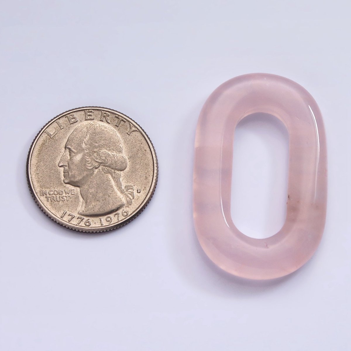 40mm Rose Quartz Natural Gemstone Open Oblong Rectangular Jewelry Findings | Z-544 - DLUXCA