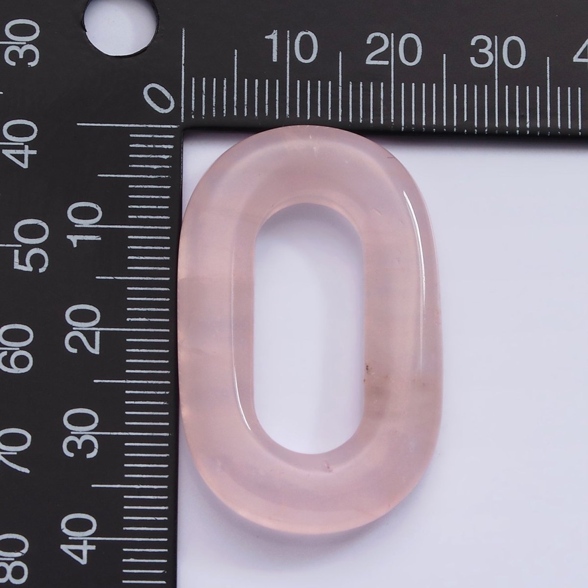 40mm Rose Quartz Natural Gemstone Open Oblong Rectangular Jewelry Findings | Z-544 - DLUXCA