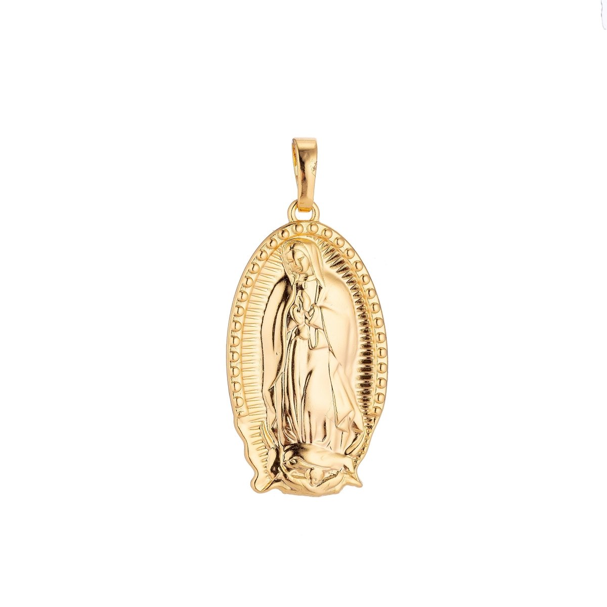40x18mm Gold filled Virgin Mother Mary Oval Pendant Gold Religious Charm Catholic Rosary Pendants H-705 - DLUXCA