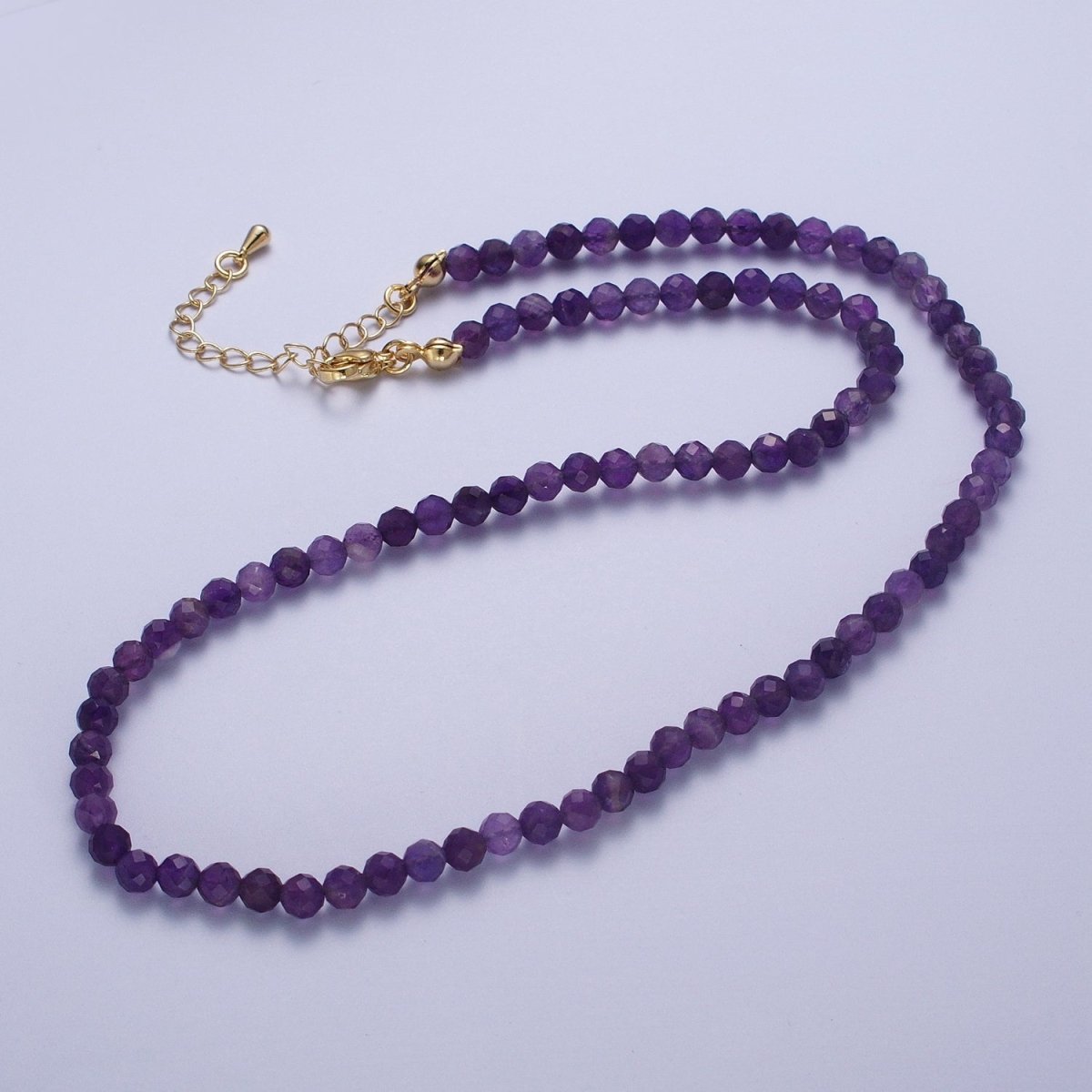 4.3mm Multifaceted Dark Purple Amethyst Gemstone 16.5 Inch Choker Necklace | WA-1185 Clearance Pricing - DLUXCA
