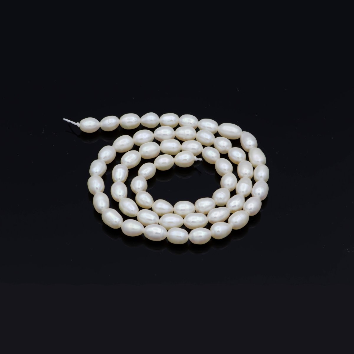 4.5mm - 11mm AAA Oval Button White Freshwater Pearl Strand Jewelry Making | WA-151 Clearance Pricing - DLUXCA