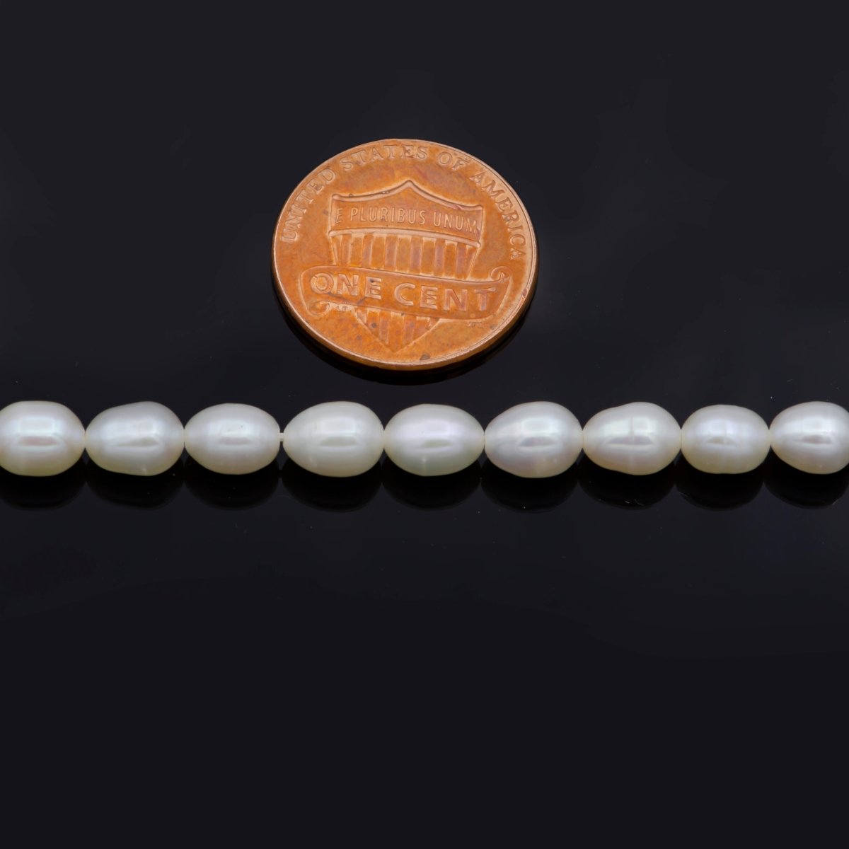 4.5mm - 11mm AAA Oval Button White Freshwater Pearl Strand Jewelry Making | WA-151 Clearance Pricing - DLUXCA