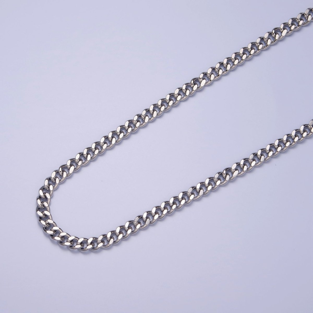4.5mm, 5mm Silver Curb Link Unfinished Chains 19.5 Inches by Meter | WA-1402 WA-1401 Clearance Pricing - DLUXCA