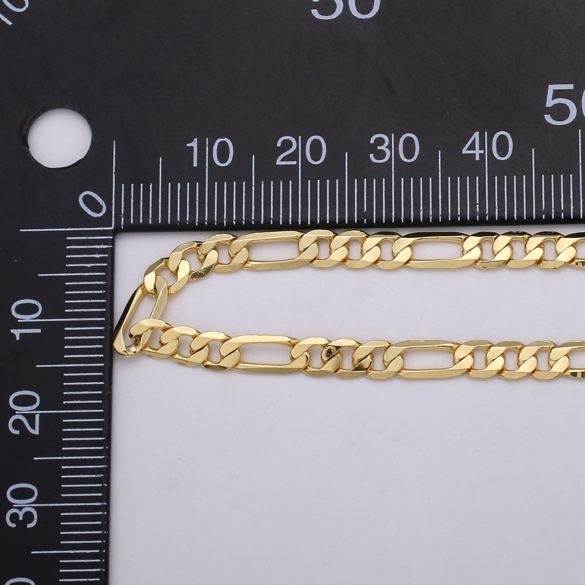4.5mm FIGARO Chain, 16K Gold Filled Figaro Chain Flat Figaro Chain Jewelry Chain Sold by the Yard for Necklace Bracelet Anklet Supply | ROLL-377 - DLUXCA