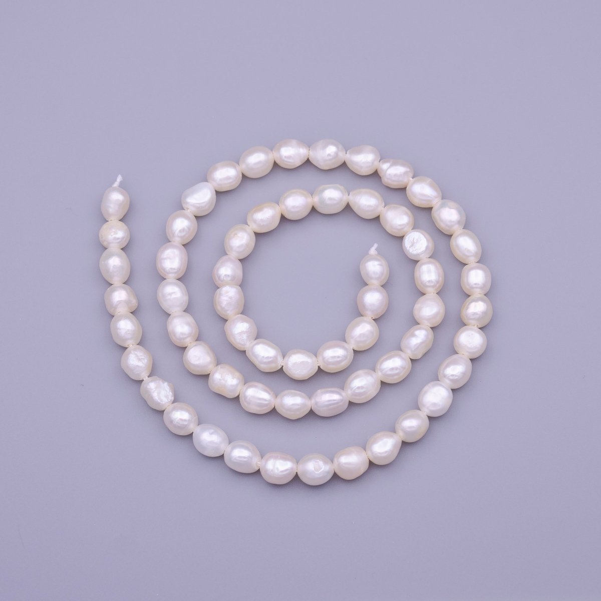 4mm - 5mm Natural AAA Freshwater Button Oval Pearl 61pcs Full Strand | WA-1315 Clearance Pricing - DLUXCA