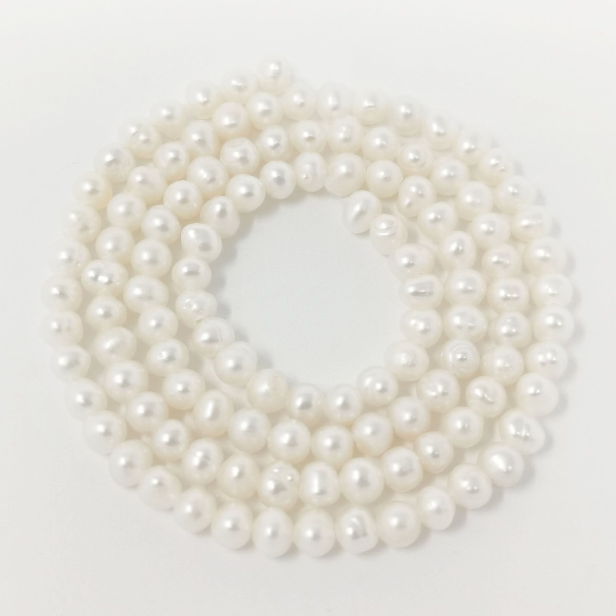 4mm - 5mm Round Button White Freshwater Pearl Jewelry Making | WA-035 Clearance Pricing - DLUXCA