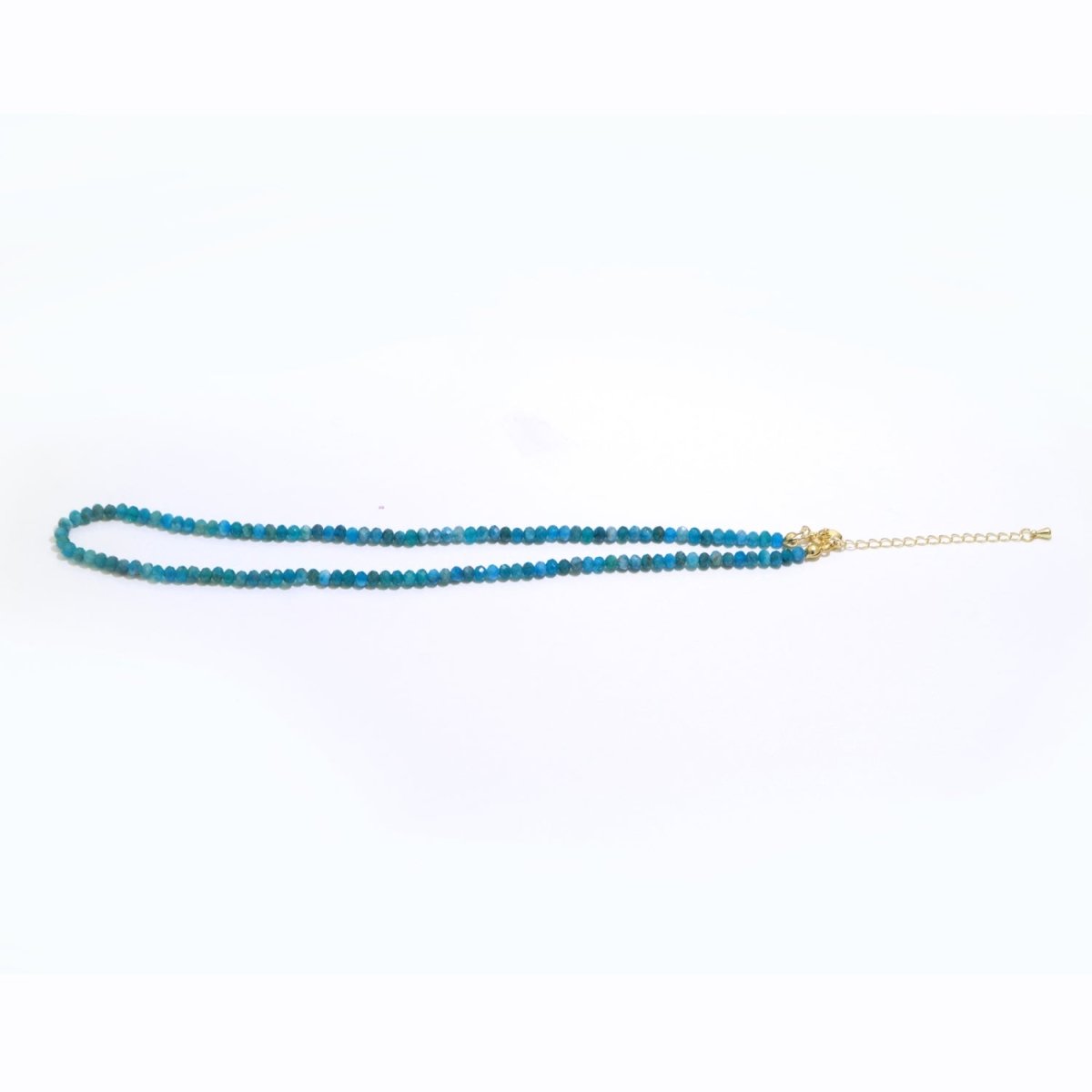 4mm Dainty Blue Apatite Natural Gemstone Bead 16.5 Inch Necklace | WA-258 Clearance Pricing - DLUXCA