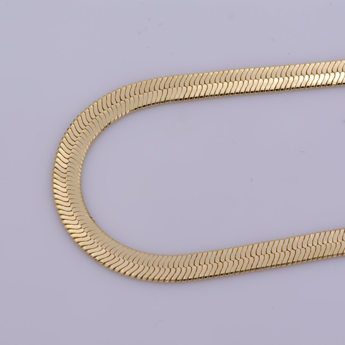 4mm Flat Snake Herringbone Minimalist 16 Inch Choker Layering Necklace | WA-364 Clearance Pricing - DLUXCA