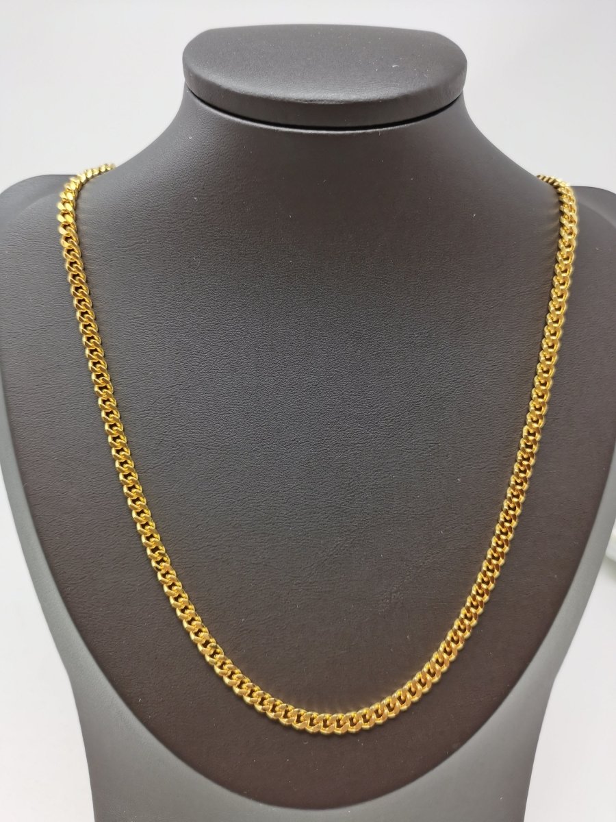 4mm Miami Cuban Curb Chain Necklace, Gold Filled Miami Cuban Curb Chain 20 inch for Men Girl Unisex Chain 4m Curb Chain w/ Lobster Clasps| CN-764 Clearance Pricing - DLUXCA