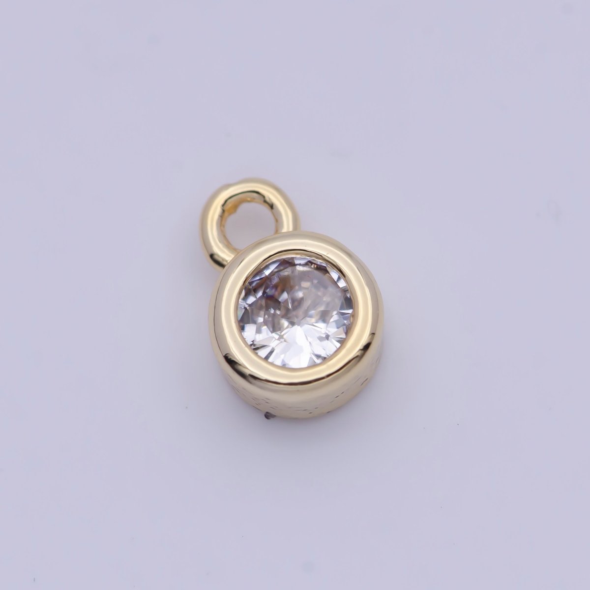 4mm Round Clear Cubic Zirconia Charm Component AG-137 - DLUXCA