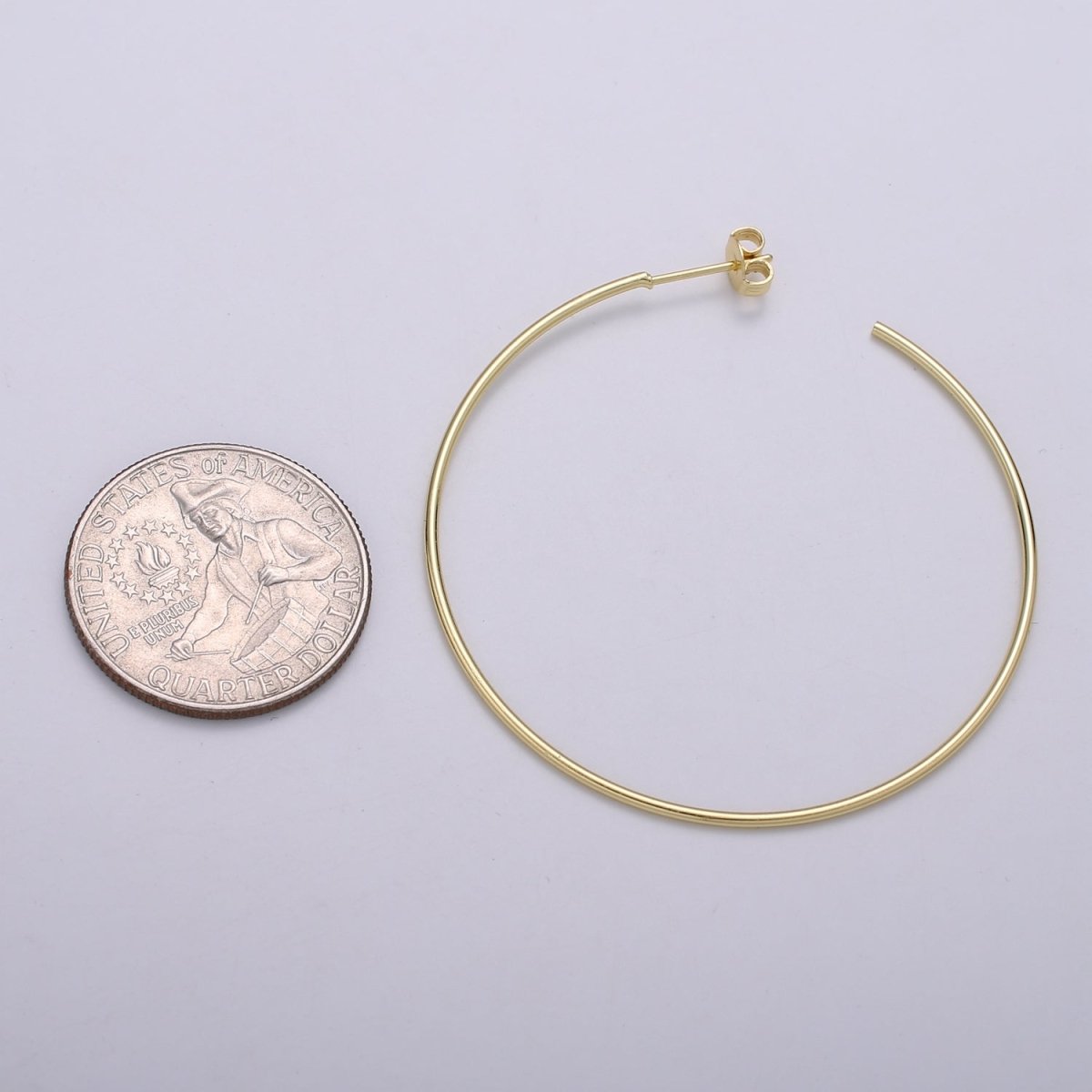 50 mm Simple Light Hoops 24K Gold, Loop Gold Earrings for DIY Earring Craft Supply Jewelry Making, Q-412 Q-413 - DLUXCA