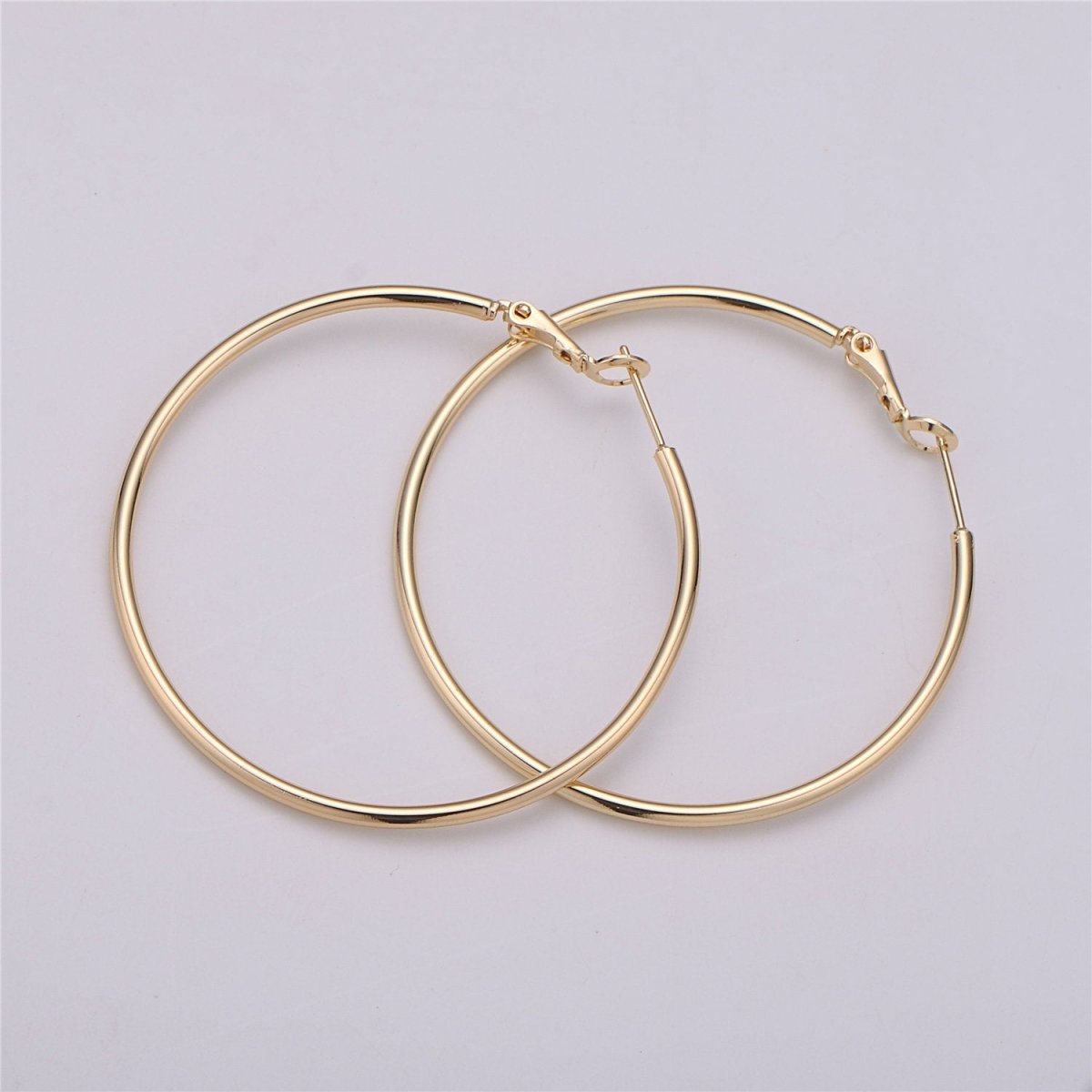 50mm 55mm Gold filled Hoops Earrings w/Clutch, 14k Gold-Filled Findings 1 Pair 1mm Gold Filled Hoops, Hoop Earrings Q-478 to Q-480 - DLUXCA