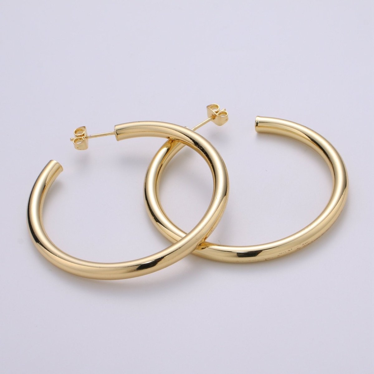 50mm Gold Thick Hoop Earrings, Gold Vermeil Hoop Earrings, Statement Hoops, Tube Hoop Earrings, Large Hoop Earrings, Big Hoop Earrings Q-315 - DLUXCA