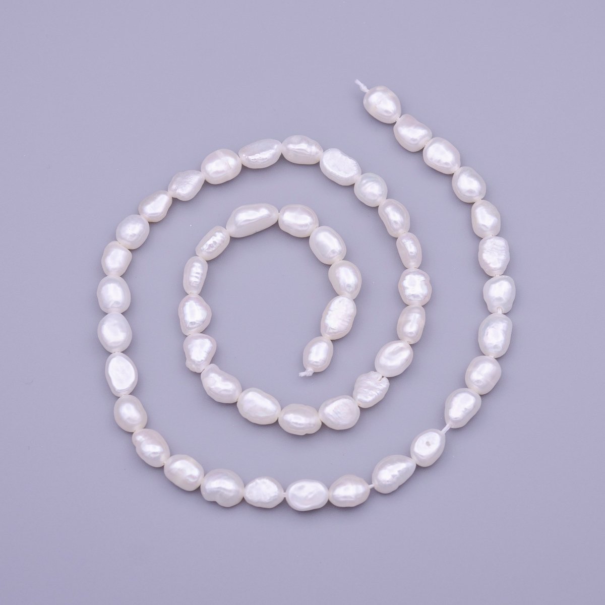 5.6mm Button Natural White Freshwater Pearl 51pcs Full Strand | WA-1312 Clearance Pricing - DLUXCA