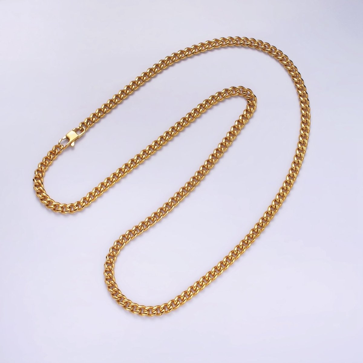 5mm Curb Chain Necklaces 21.6" or 23.6 " Chain , Lobster Clasp in Silver , Gold - Wholesale Stainless Steel Chains | WA2139 to WA2142 Clearance Pricing - DLUXCA