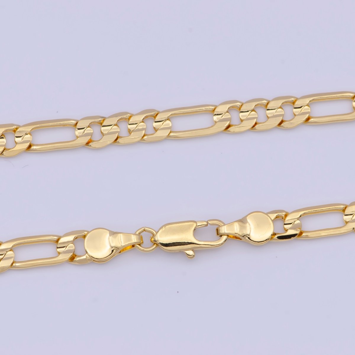 5mm Figaro Chain Necklace Women in Gold Chunky Gold Necklace Figaro Link Chain Necklace Unisex Jewelry | WA-1120 Clearance Pricing - DLUXCA