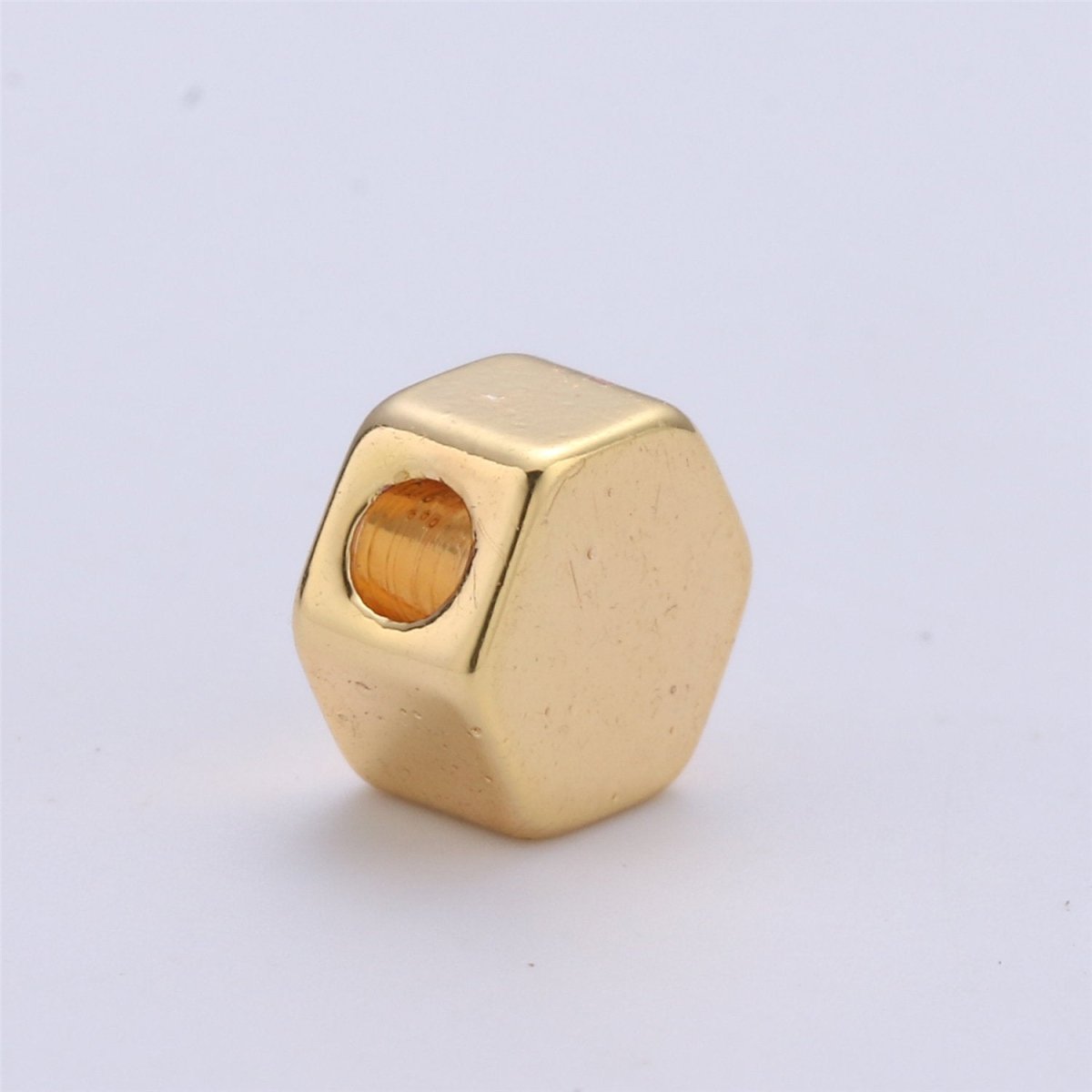 5mm Hexagon Bead 14K Gold Filled Charm Bead Spacer for Bracelet Necklace Spacer Jewelry Supply Finding Small hole bead B-224 - DLUXCA