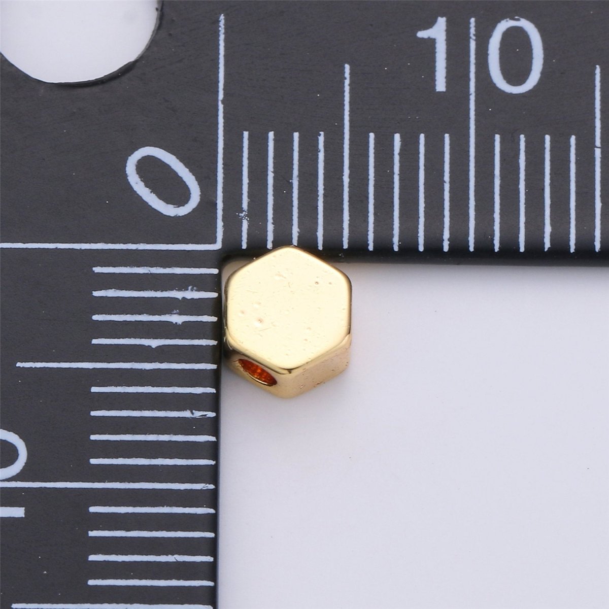5mm Hexagon Bead 14K Gold Filled Charm Bead Spacer for Bracelet Necklace Spacer Jewelry Supply Finding Small hole bead B-224 - DLUXCA