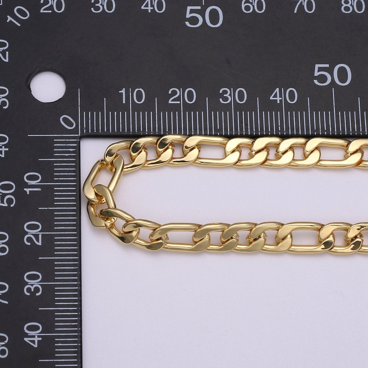 6.3mm Wide FIGARO Gold Silver Chain By Yard, Chunky Figaro Chain, Wholesale Bulk Roll Chain DIY Craft, 24K White Gold Filled Chain For Necklace Bracelet Anklet Component Supply | ROLL-494, ROLL-495 Clearance Pricing - DLUXCA