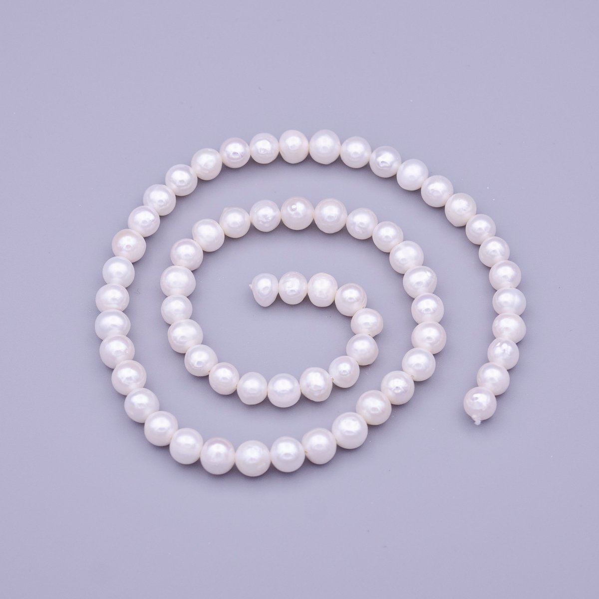 6.5mm AAA Natural White Round Freshwater Pearl Beads 65pcs Full Strand | WA-1324 Clearance Pricing - DLUXCA
