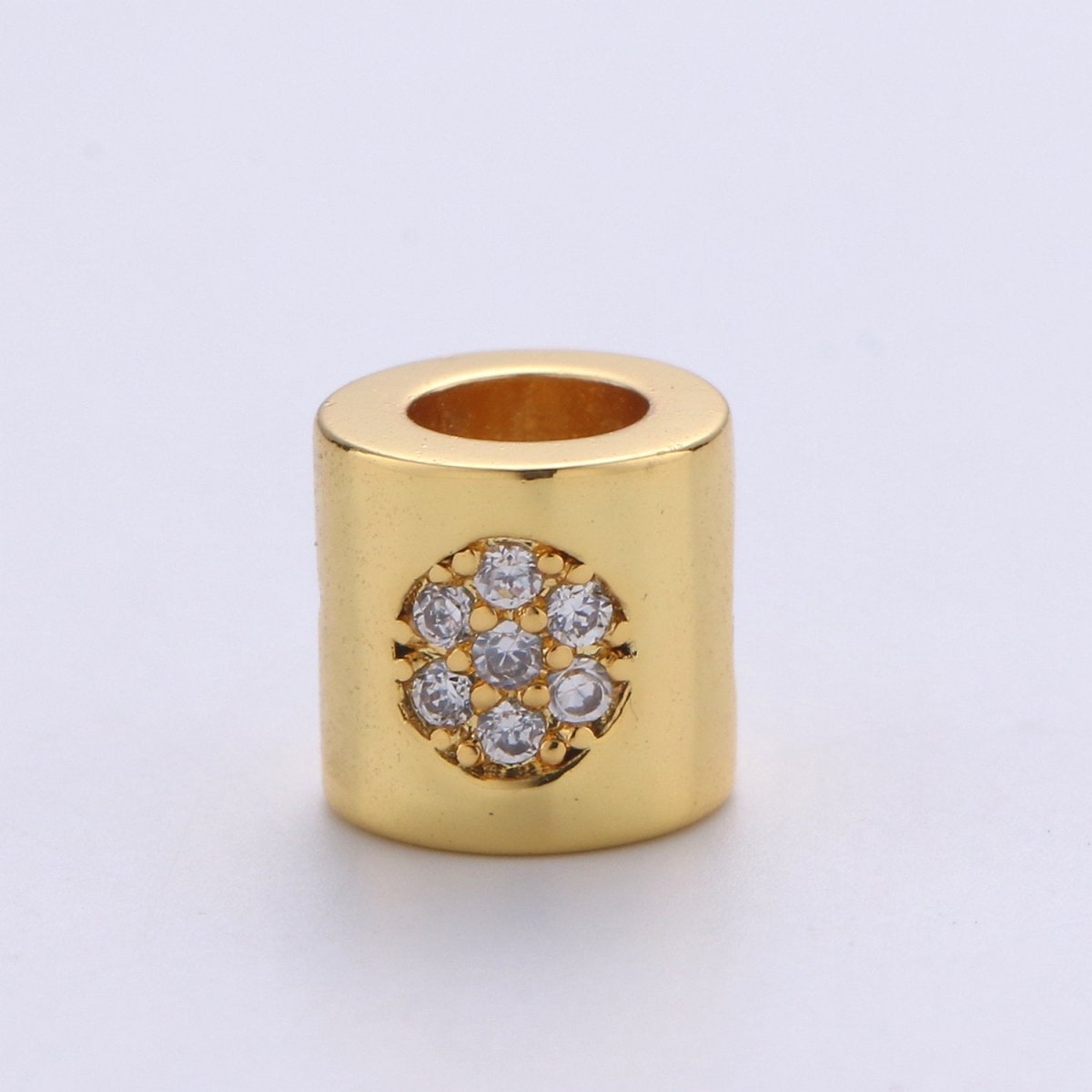 6mm Bead CZ Gold Filled Beads Celestial Beads Moon Sun Star Beads Micro Pave cylinder BeadsCharm for Bracelet Necklace Supply 4mm Hole B-270 B-271 B-272 - DLUXCA