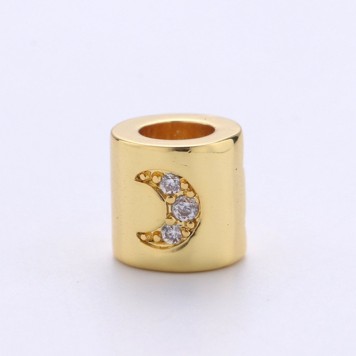 6mm Bead CZ Gold Filled Beads Celestial Beads Moon Sun Star Beads Micro Pave cylinder BeadsCharm for Bracelet Necklace Supply 4mm Hole B-270 B-271 B-272 - DLUXCA