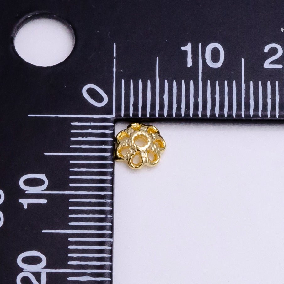 6mm Gold Filled Flower Bead Cap, Dainty Floral Bead Toppers, Bead Making Supply Z-919 - DLUXCA