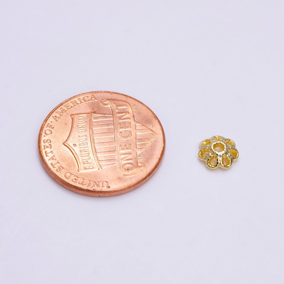 6mm Gold Filled Flower Bead Cap, Dainty Floral Bead Toppers, Bead Making Supply Z-919 - DLUXCA