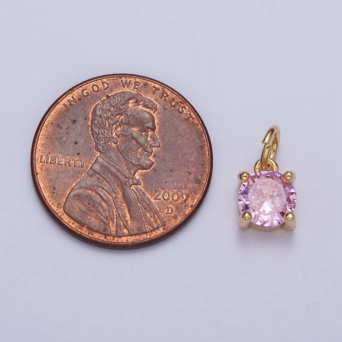 6mm Mini Round Clear, Pink CZ Minimalist Add-On Charm in Gold & Silver | AC121 - AC124 - DLUXCA