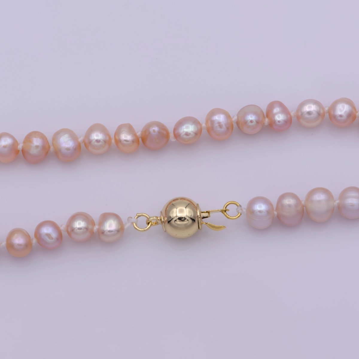 6mm Natural Pink Button Freshwater Pearl 17.5 Inch Layering Handmade Necklace | WA-405 Clearance Pricing - DLUXCA