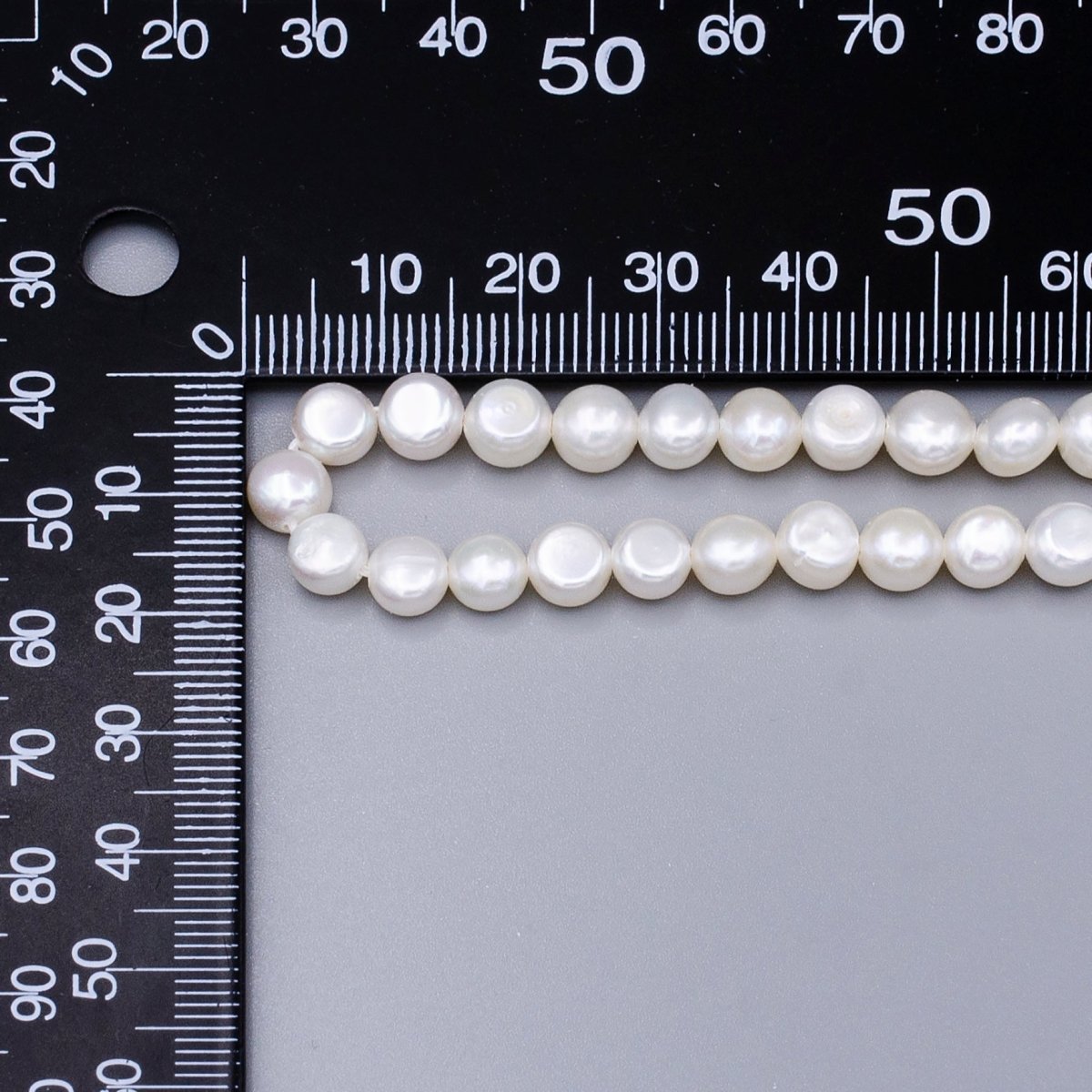 6mm Round Button Natural White Freshwater Pearl Strand Jewelry Making | WA-1655 Clearance Pricing - DLUXCA