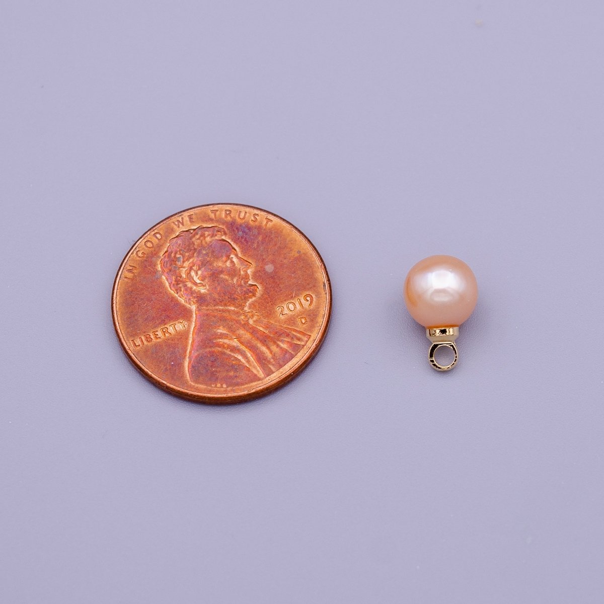 6mm Round White, Pink Pearl Charm in Gold & Silver | C-197 C-204 C-205 - DLUXCA