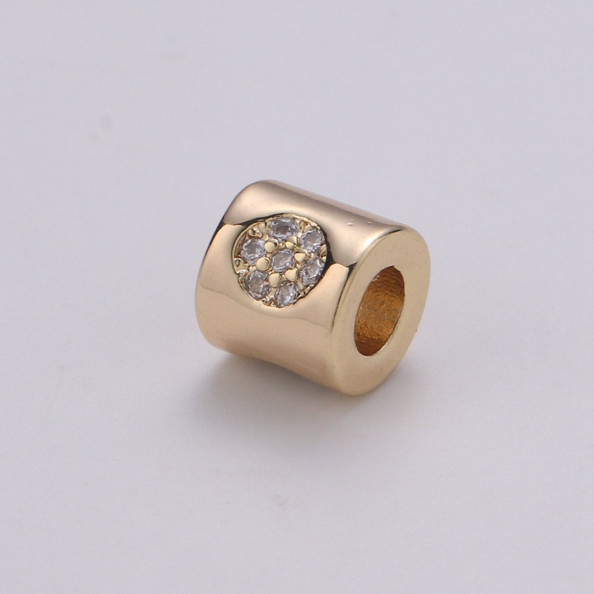 6mm Tiny Bead CZ Gold Beads Round Bead cylinder Cubic Beads for Bracelet Necklace Supply Large Hole Beads 3mm hole - DLUXCA