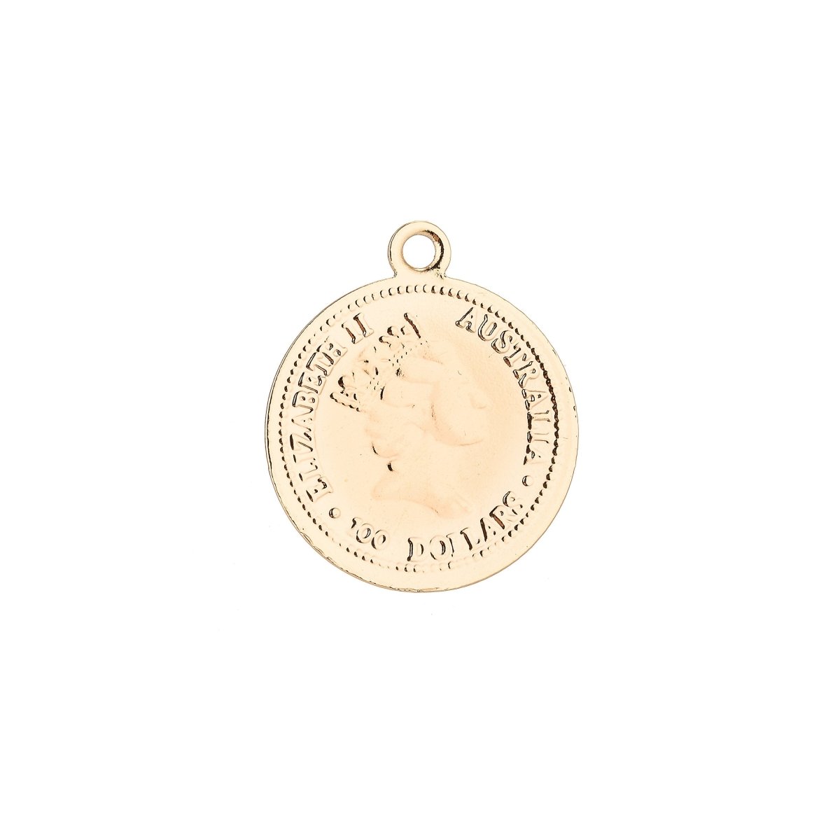 6x Australian Dollar Queen Elizabeth ll Gold Filled Coin Charm Pendant C-056 - DLUXCA