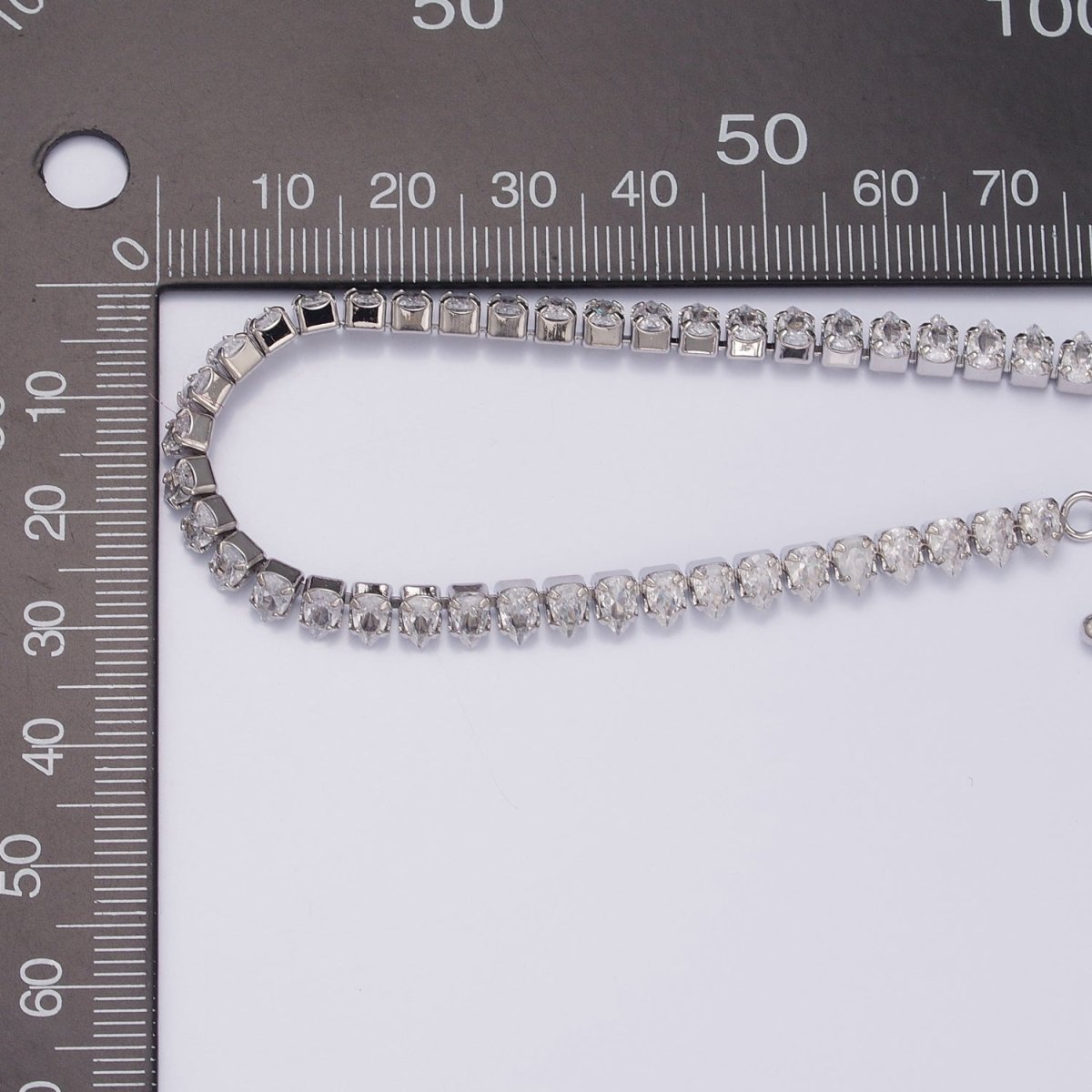 7 Inch Teardrop Tennis Chain Bracelet, Clear Cubic Zirconia Bracelet | WA-1000 WA-1001 Clearance Pricing - DLUXCA