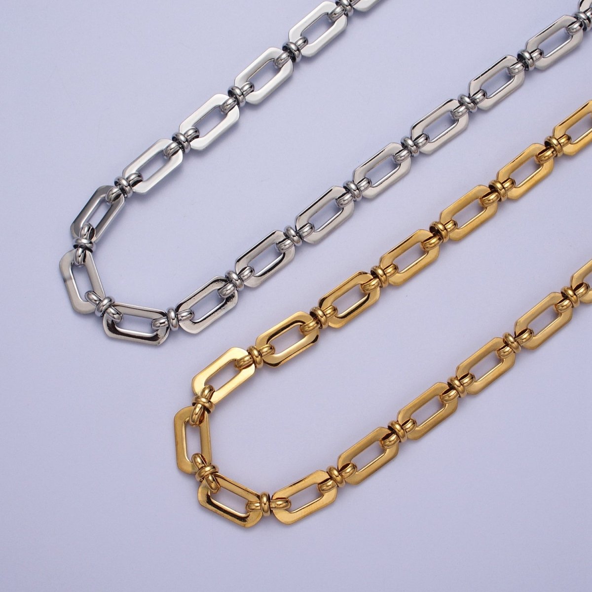 7.3mm Designed Chain, Paperclip & Figure Eight Unfinished Chain in Gold & Silver | ROLL-1000, ROLL-1001 Clearance Pricing - DLUXCA