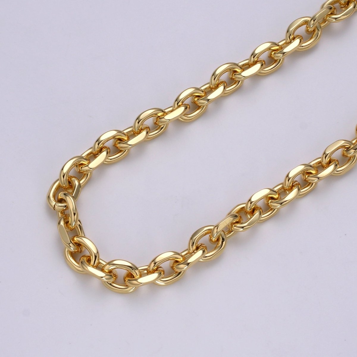 7.5X9mm 24K Gold Filled CABLE Chain Sold by Yard, Unfinished Chain For Necklace Bracelet Anklet Component Supply | ROLL-496 Clearance Pricing - DLUXCA