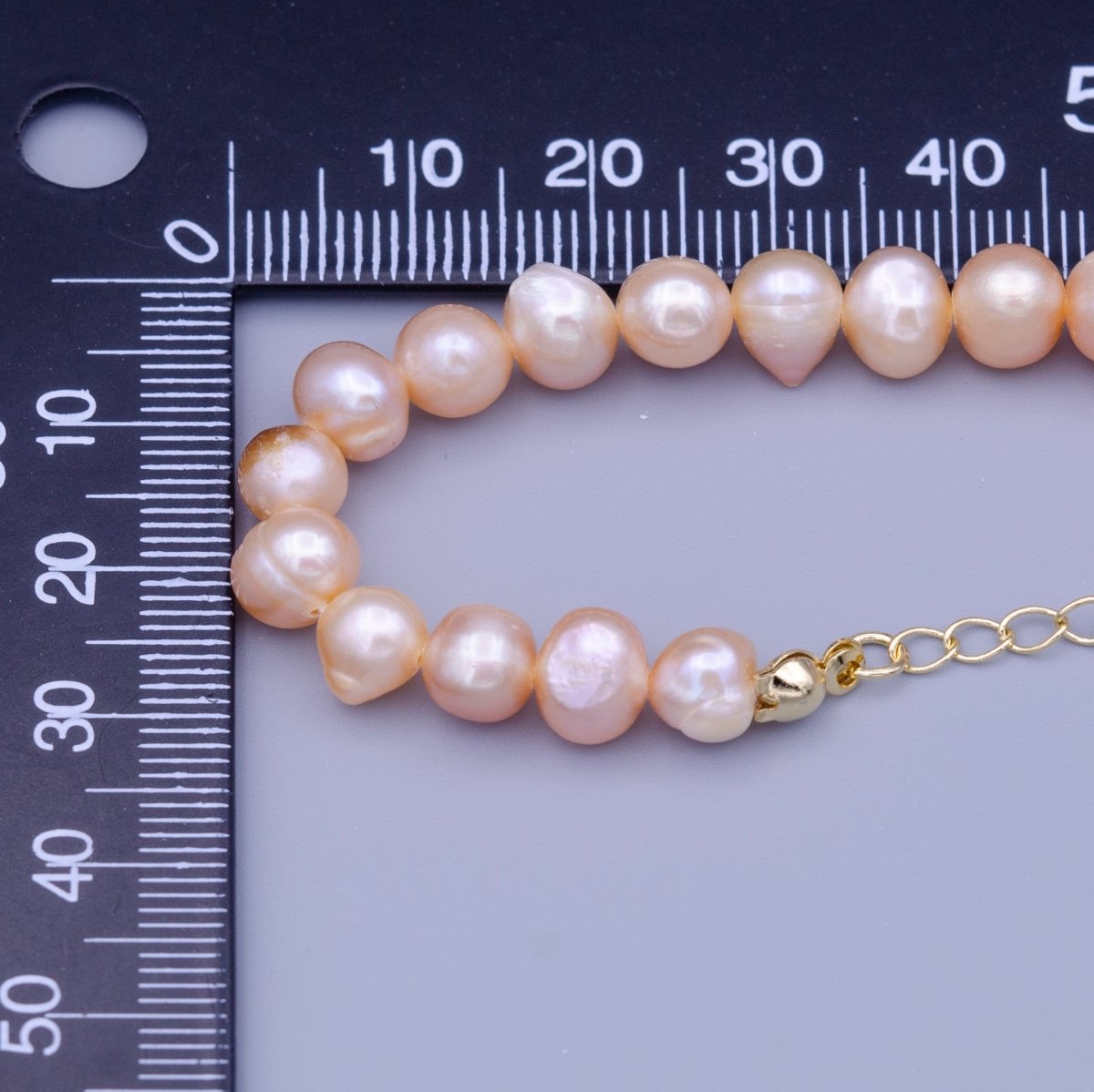 7.6mm Round Nugget Pink Freshwater Pearl 14 Inch Choker Necklace | WA-1463 Clearance Pricing - DLUXCA