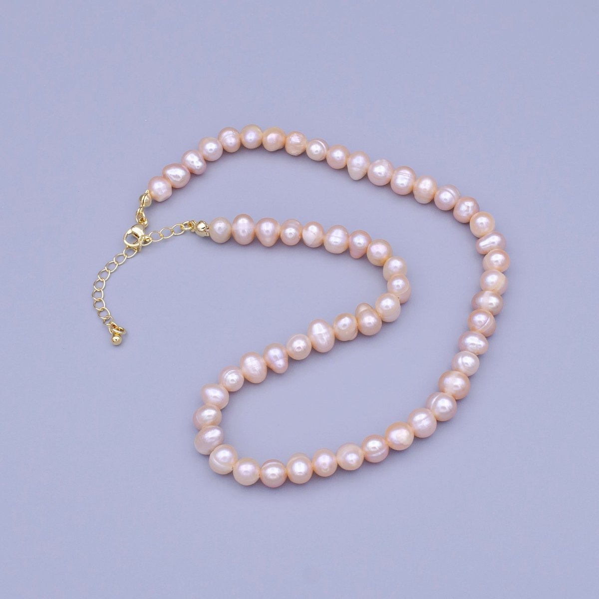 7.7mm Pink Nugget Natural Freshwater Pearl 14.5 Inch Choker Necklace | WA-1451 Clearance Pricing - DLUXCA