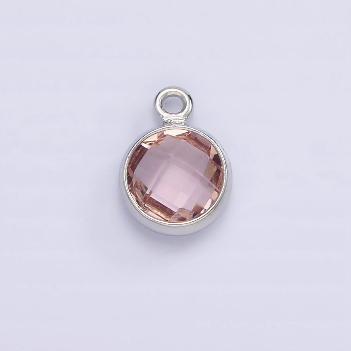 7mm CZ-Birthstone Charm Dainty Round Faceted CZ Birthstone Pendant, Personalized Jewelry N-1173 - N-1184 - DLUXCA