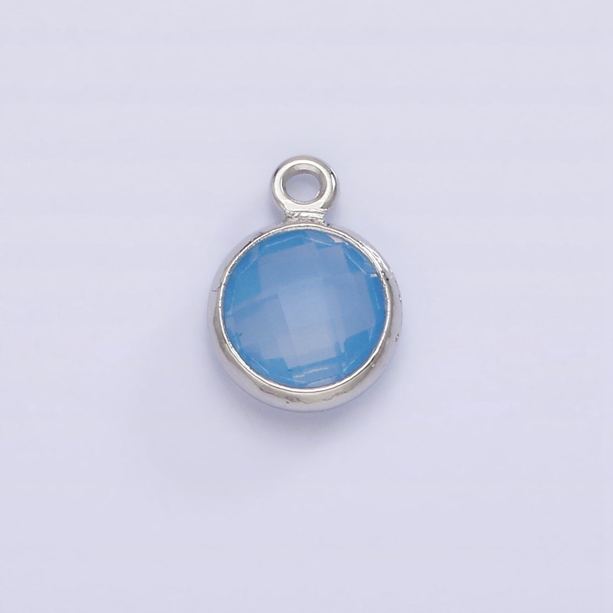 7mm CZ-Birthstone Charm Dainty Round Faceted CZ Birthstone Pendant, Personalized Jewelry N-1173 - N-1184 - DLUXCA