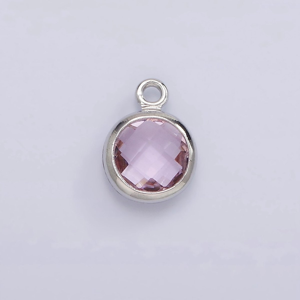 7mm CZ-Birthstone Charm Dainty Round Faceted CZ Birthstone Pendant, Personalized Jewelry N-1173 - N-1184 - DLUXCA