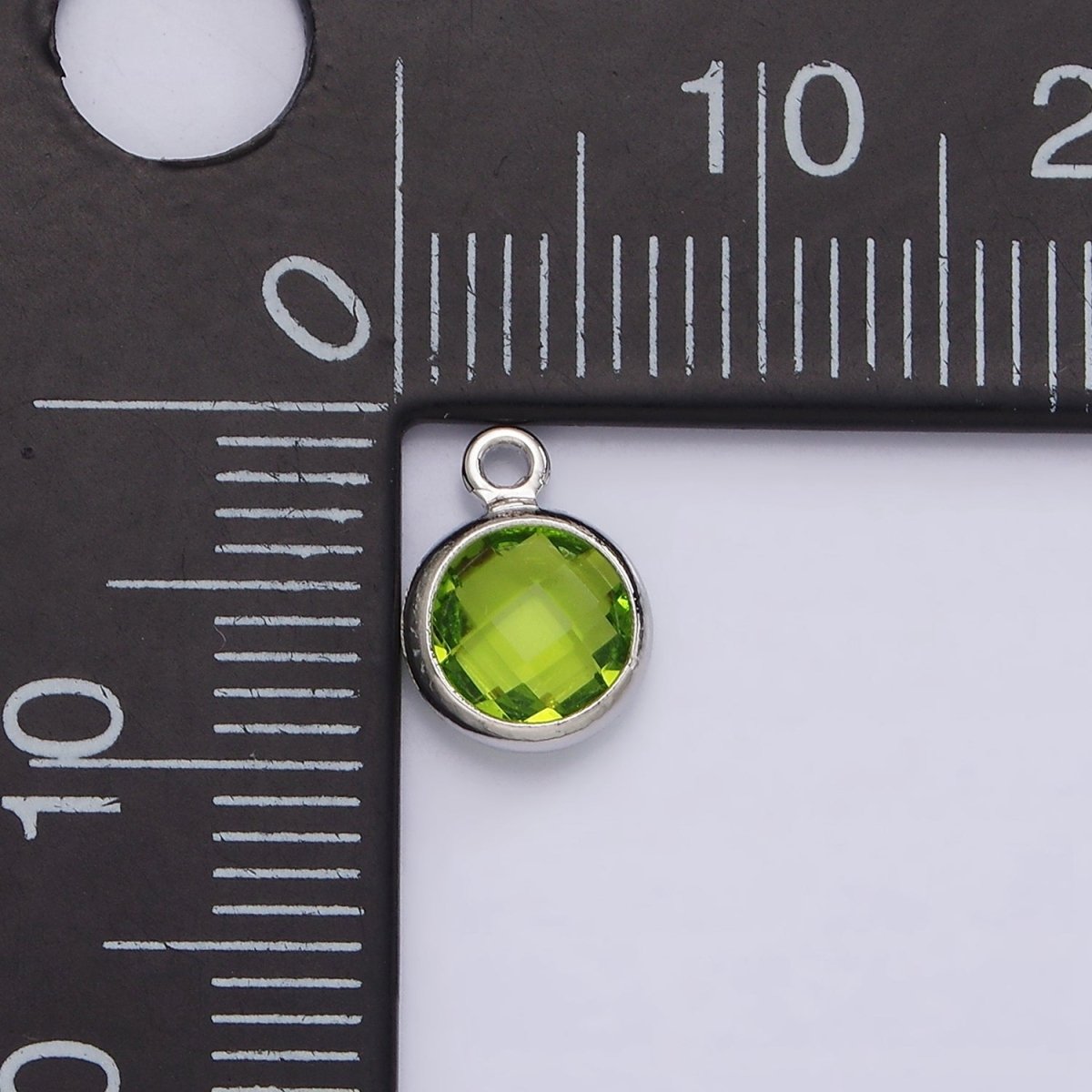 7mm CZ-Birthstone Charm Dainty Round Faceted CZ Birthstone Pendant, Personalized Jewelry N-1173 - N-1184 - DLUXCA