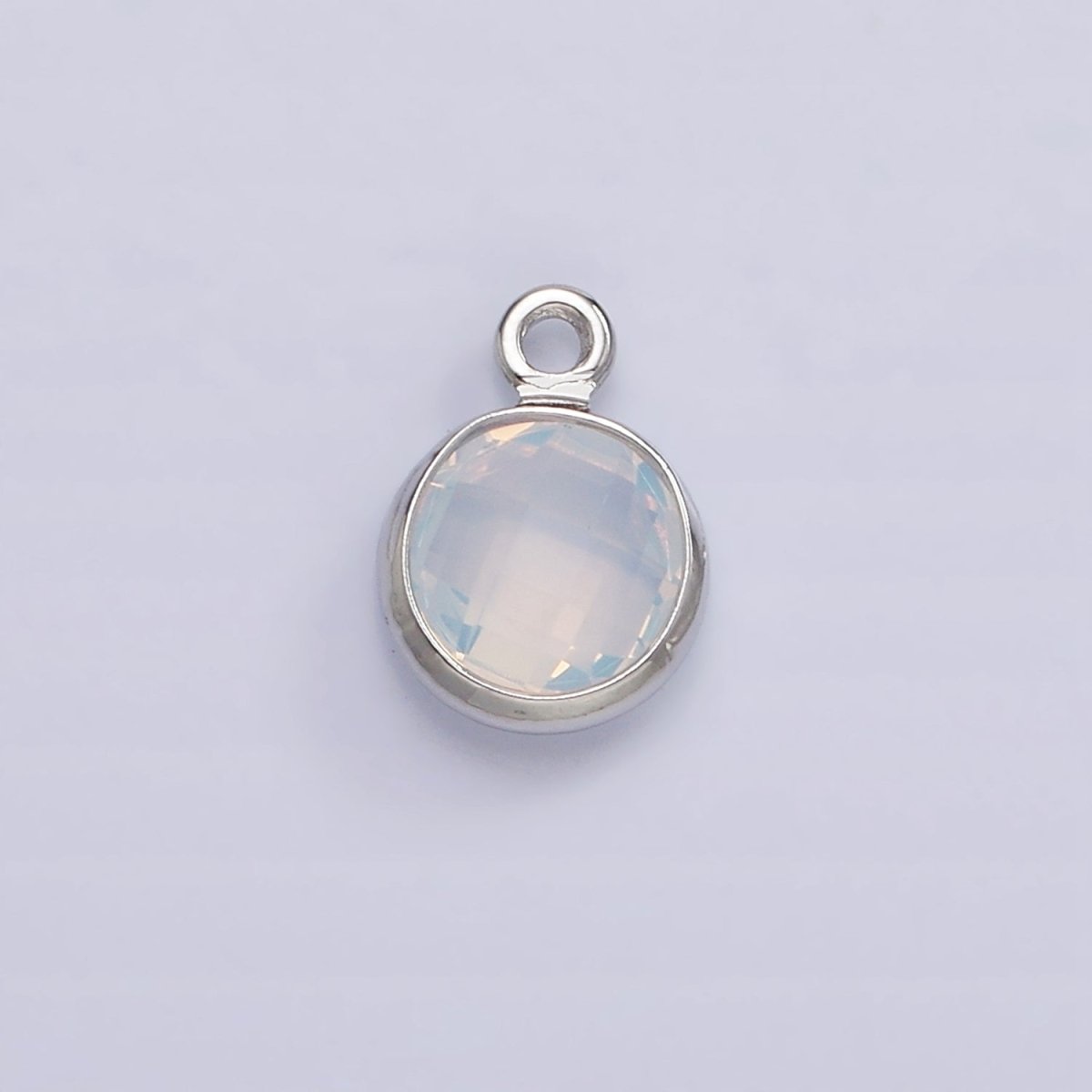 7mm CZ-Birthstone Charm Dainty Round Faceted CZ Birthstone Pendant, Personalized Jewelry N-1173 - N-1184 - DLUXCA